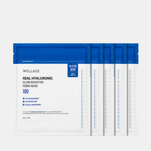 WELLAGE Real Hyaluronic Glow Booster PDRN Mask 38ml X 5ea 2