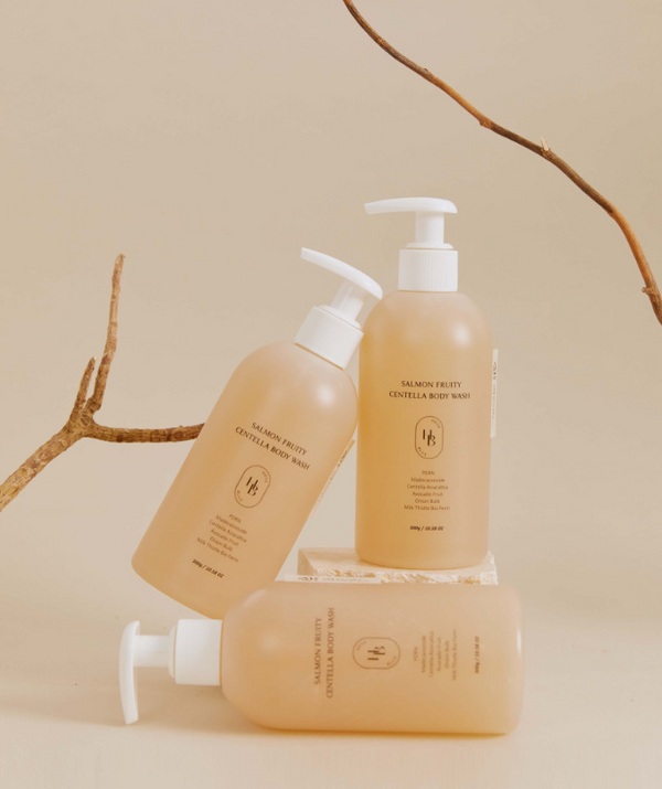 HEVEBLUE Salmon Fruity Centella Body Wash 300g 4